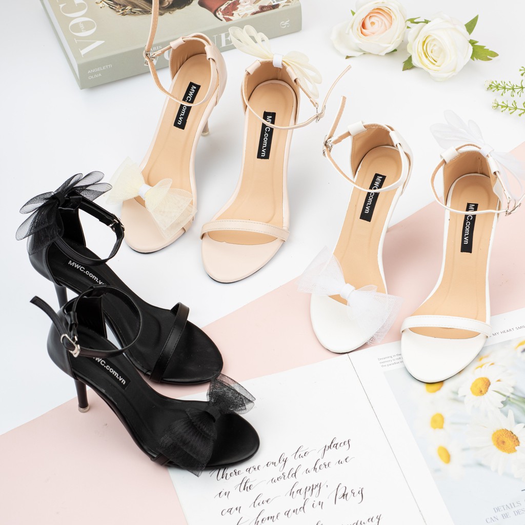 Giày Sandal Cao Gót MWC Đế Nhọn 9CM Đính Nơ Thanh Lịch NUCG - 3903