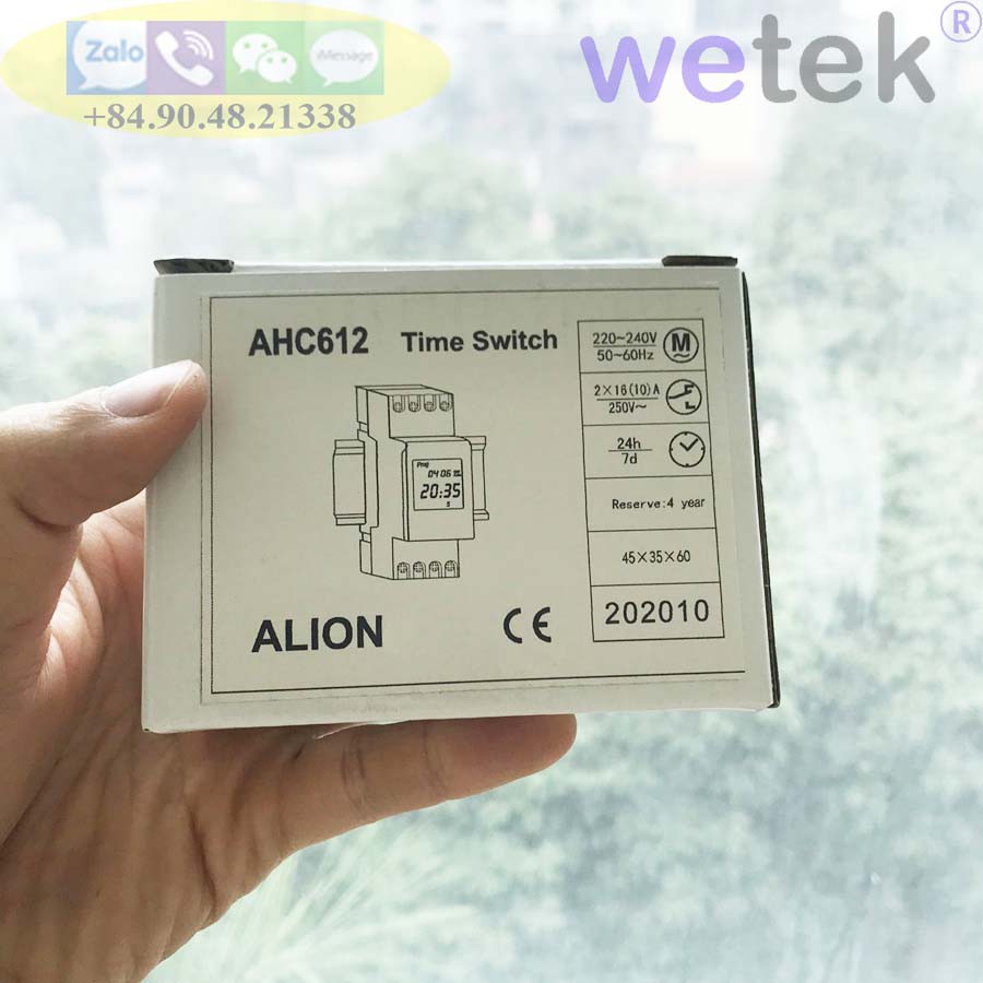 Công tắc hẹn giờ timer 24h 7 ngày Alion AHC-612 điện tử, 2 kênh, 30 on/off, tiếp điểm 16A cho chiếu sáng, quảng cáo, bơm