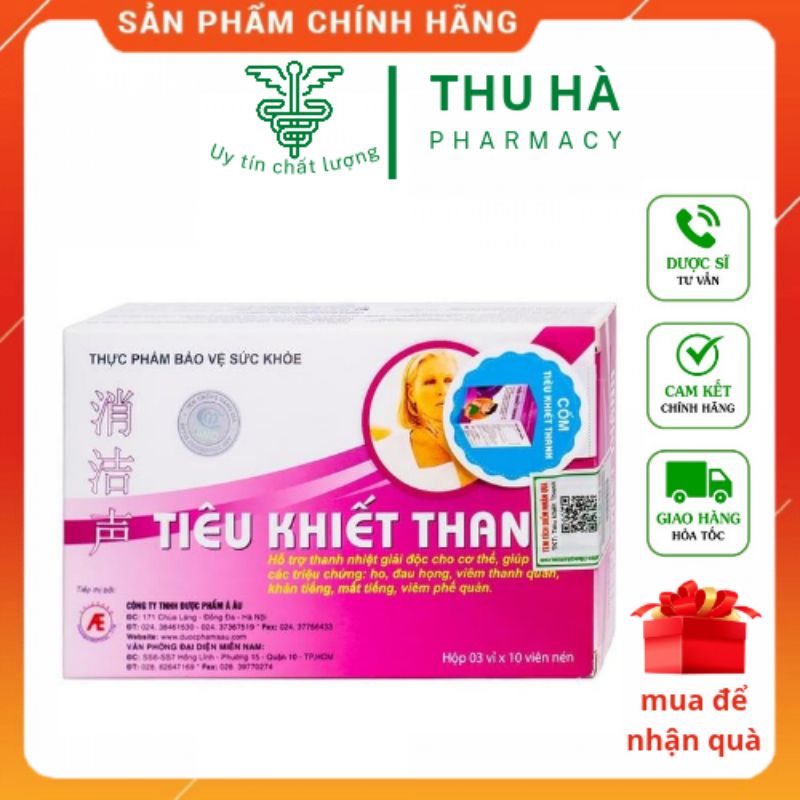 [ Chính Hãng] Tiêu khiết thanh hộp 30 viên - giảm triệu chứng viên thanh quản , khản tiếng
