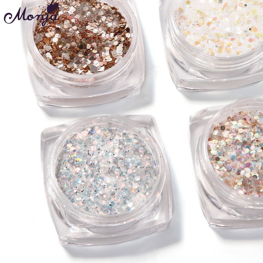 MONJA [Hàng mới về] Set 6 hộp kim tuyến trang trí móng