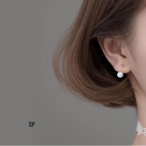 Khuyên bạc gắn hạt trai nhân tạo / Bông tai bạc nữ nhỏ xinh/ Nụ bạc bibi silver
