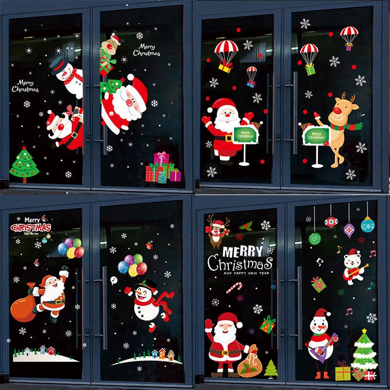 Miếng dán trang trí cửa kính họa tiết ông già Noel dễ thương | BigBuy360 - bigbuy360.vn