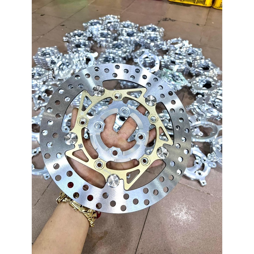 COMBO Đĩa Thắng Trước Kèm Lòng CNC size 267mm, Mẫu Mới 4 lỗ thông dụng gắn nhiều dòng xe khác nhau, lên màu cực chất