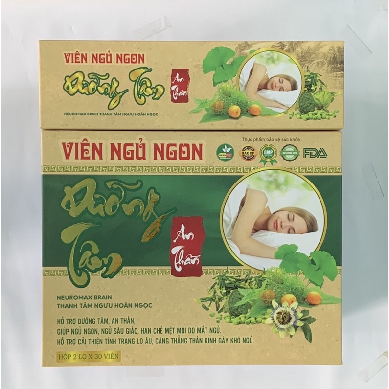 Viên ngủ ngon Dưỡng Tâm An Thần - hộp 2 lọ x 30 viên - giúp bồi bổ cơ thể , ăn ngủ ngon