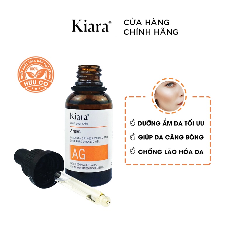 [SALE] Dầu dưỡng ẩm căng bóng sáng da Kiara Argan Oil 30ml date T12/2022