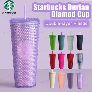 【Starbucks】Cốc uống nước có ống hút thiết kế kiểu vỏ sầu riêng họa tiết Starbucks có thể tái sử dụng làm quà tặng độc đáo