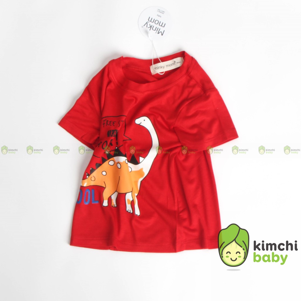 Áo Thun Bé Trai Minky Mom Vải Thun Lạnh Họa Tiết Khủng Long, Áo Thun Trẻ Em Cộc Tay MKMA2102