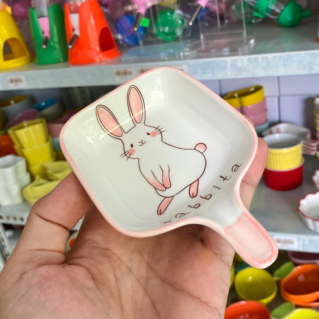 Chén ăn sứ THỎ HỒNG dễ thương cho hamster, sóc, bọ, nhím, thú nhỏ