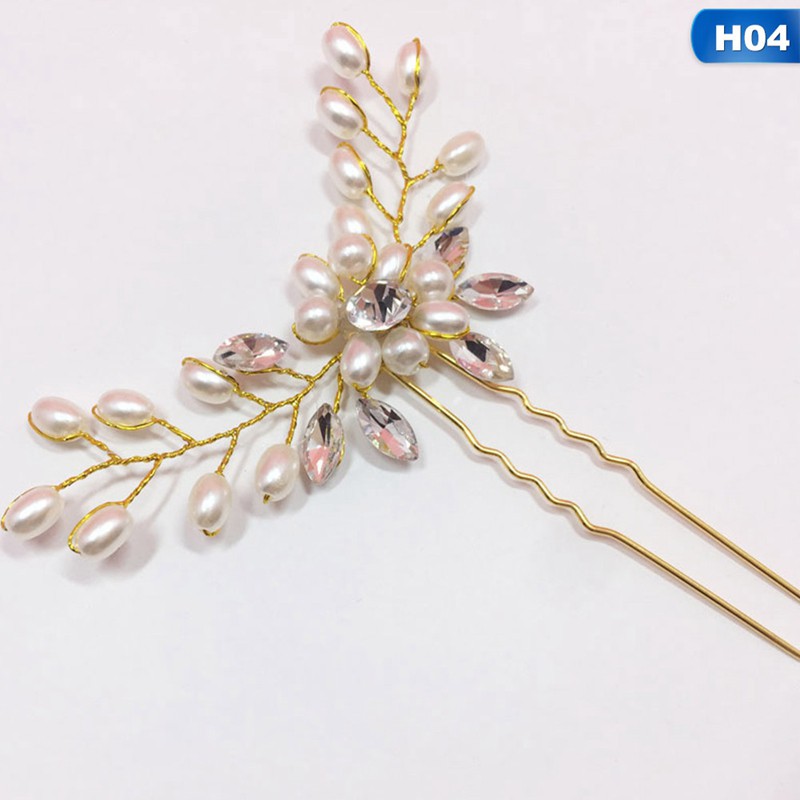 Trâm cài tóc hình hoa đính ngọc trai nhân tạo phong cách vintage cổ điển