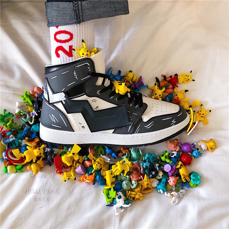 Pokemon Boys Shoes Kids Sneakers Big Kids Shoes High Top Sneakers Pikachu Sneakers Cloth Shoes Schoolgirls Korean Trends Teens All-match Jogging Shoes Fashion Casual Shoes