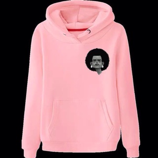 Áo hoodie hinh mặt người mau hồng nhạt