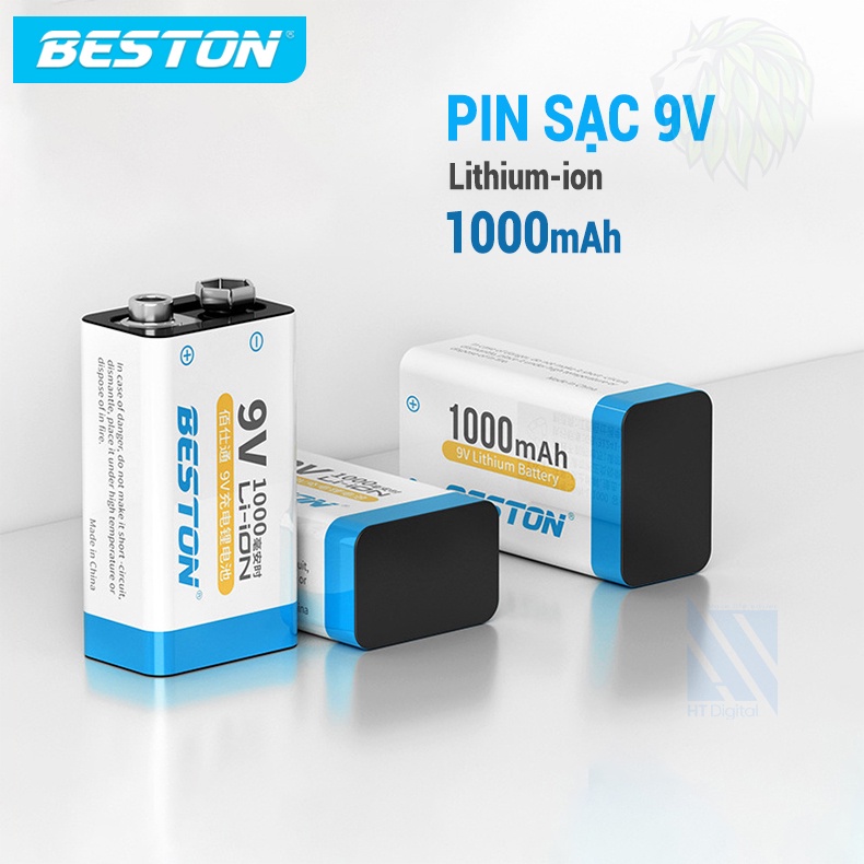 Pin sạc Lithium 9V 1000mAh Beston dùng cho micro, đồng hồ đo điện, chuông báo động, đồ chơi