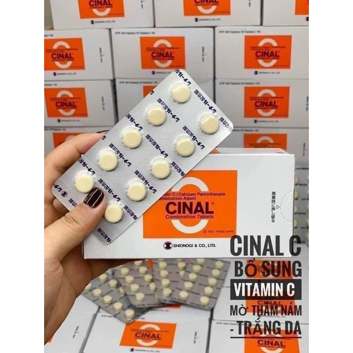 Viên Uống Trắng Da, Ngừa Mụn, Tăng Sức Đề Kháng, Giảm Thâm Nám Cinal C Nhật Bản - Hộp 100 viên
