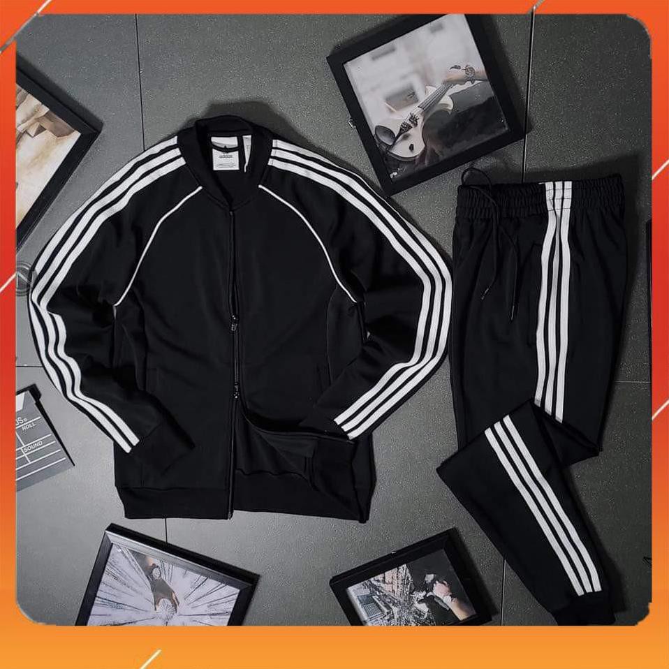 [Freeship] Đồ Bộ Quần Áo Thể Thao Nam Chất Thun Nỉ Kẻ Sọc Có Khóa Kéo Loại Dày Đẹp Mẫu Mới 2020