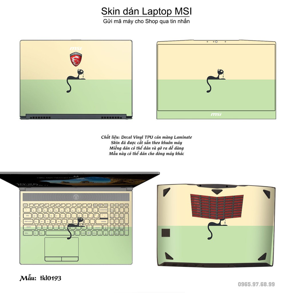 Skin dán Laptop MSI in hình thiết kế nhiều mẫu 5 (inbox mã máy cho Shop)