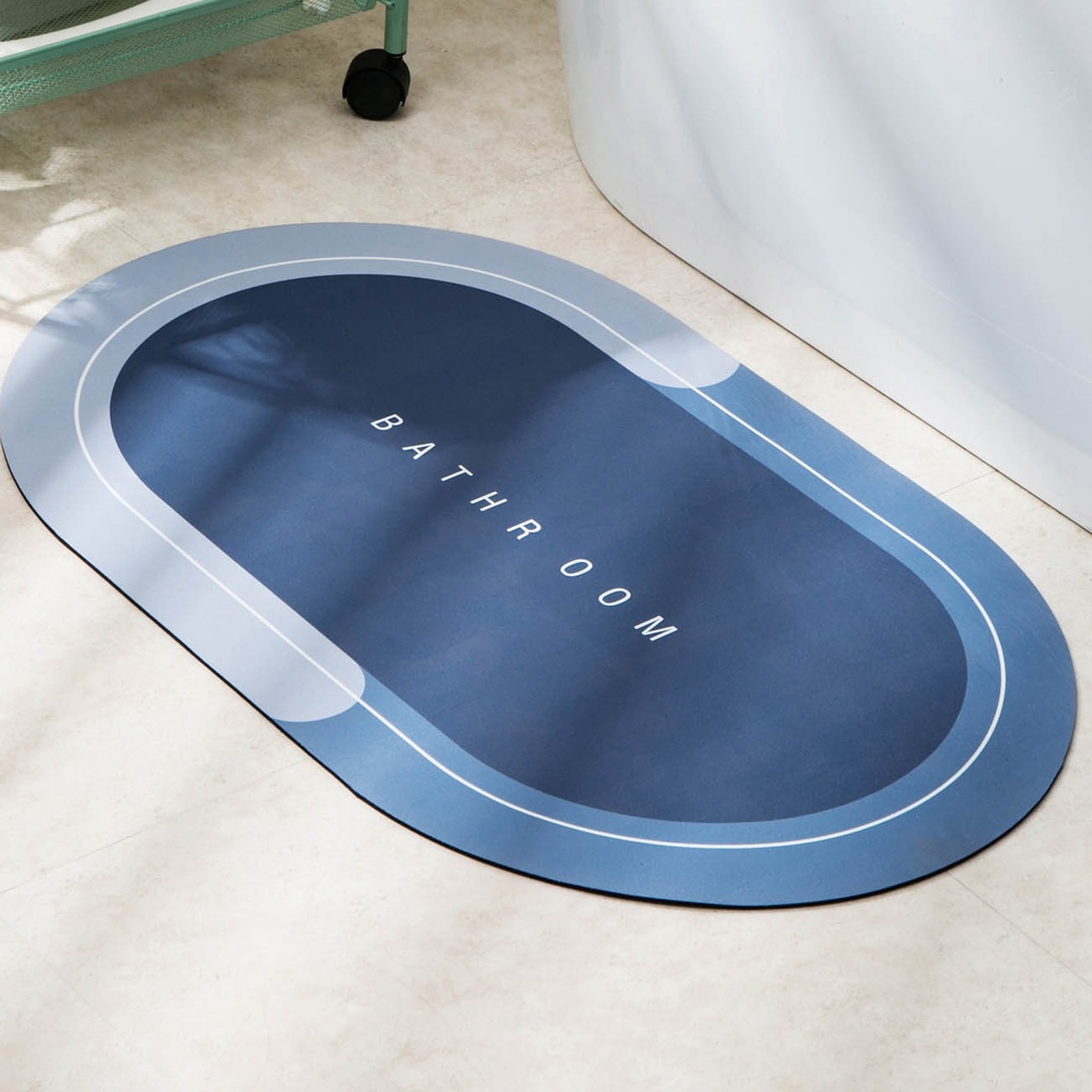 Thảm chùi chân JUJIAJIA mềm mại hình oval thấm hút nước nhanh khô chống trượt cho nhà