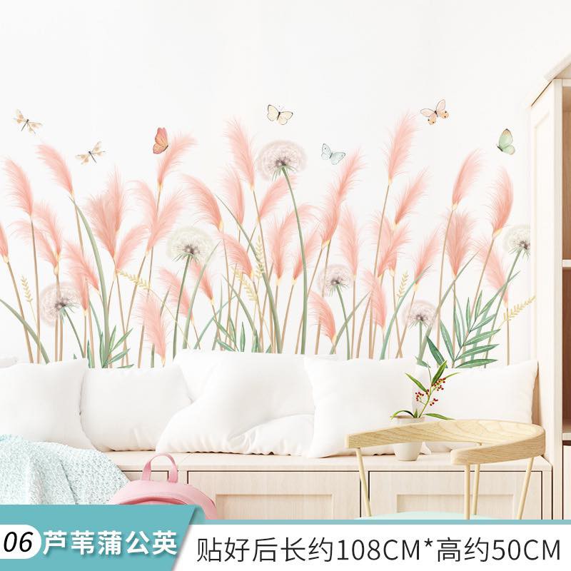 Decal dán chân tường cỏ lau
