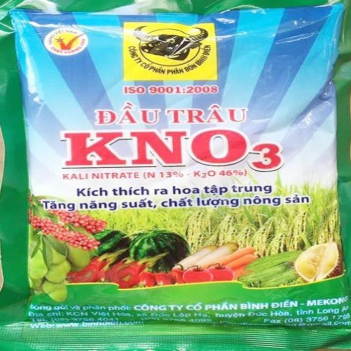 Phân bón Đầu Trâu KNO3 Kích thích cây ra hoa tập trung, giảm rụng trái non_gói 200g - HGM