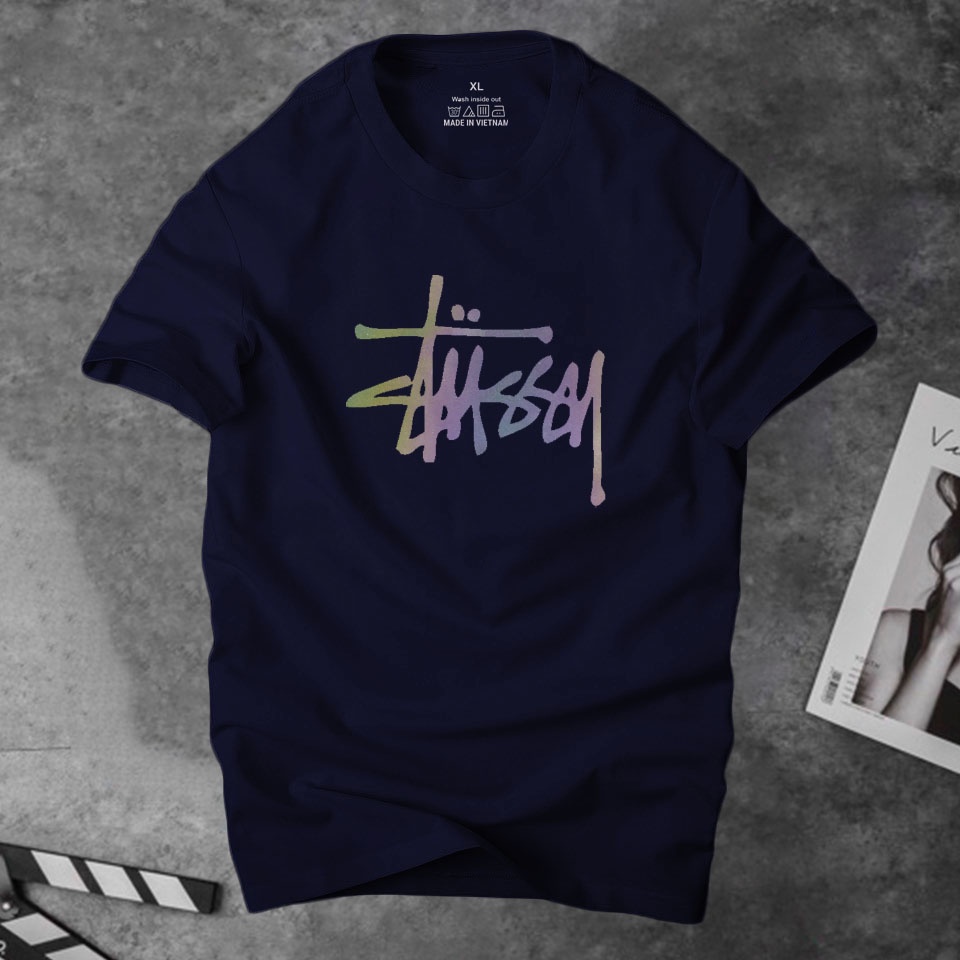 Áo thun cotton nam cổ tròn Stussy phản quang 7 màu phong cách năng động , vải Cotton co giãn,dày dặn