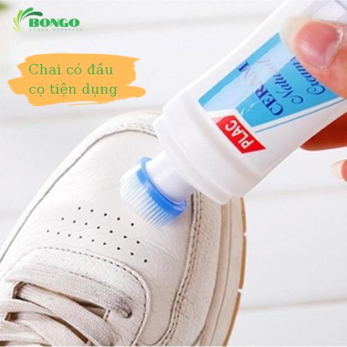 Chai tẩy trắng giày, dép, túi xách Plac - Tẩy ố mốc vết bẩn trên các chất liệu da siêu sạch có sẵn bàn chải.