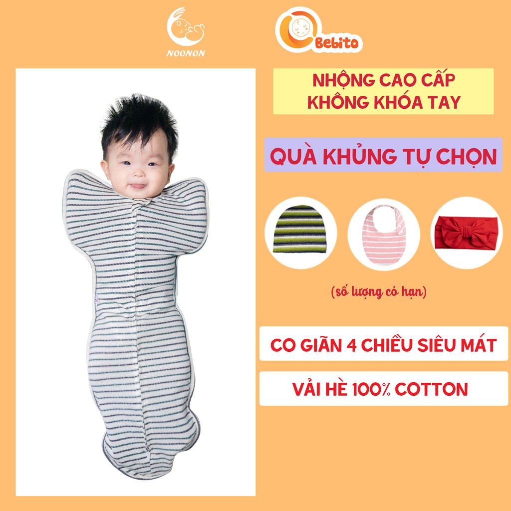 [Mã FMCG8 giảm 8% đơn 500K] Quấn Nhộng Chũn NOONON Cao Cấp 𝑭𝑹𝑬𝑬𝑺𝑯𝑰𝑷  Nhộng Ngủ Không Khóa Tay Mã NKT01