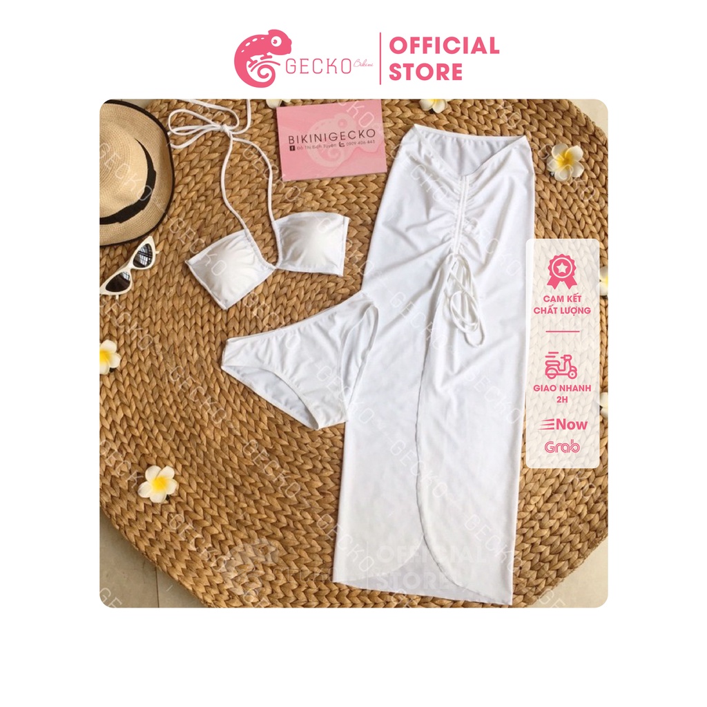 Bikini Đồ Bơi Set 3 Món Đi Biển Váy Rút GK0302 (Ảnh Thật)