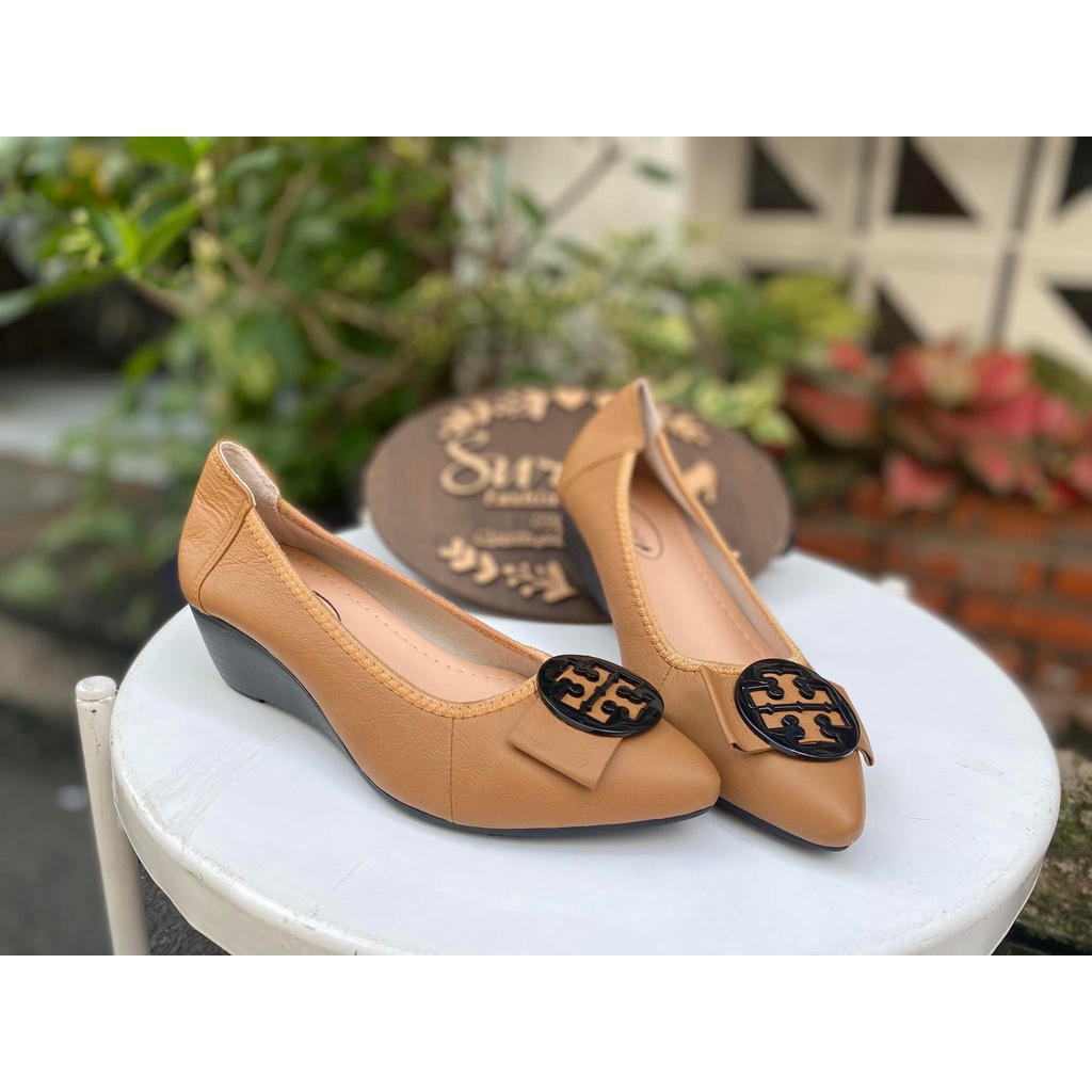 Xuồng da thật mũi nhọn nơ khóa surisu mã số 3195