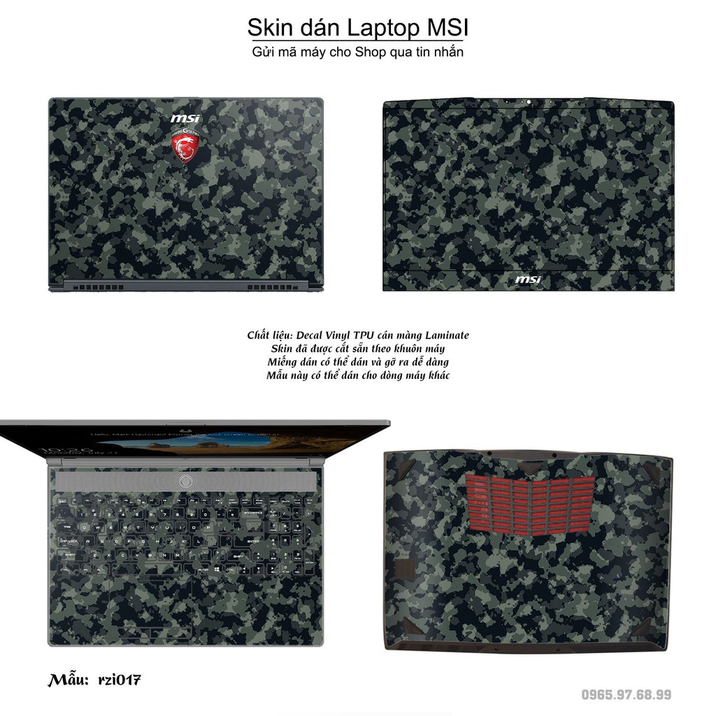 Skin dán Laptop MSI in hình rằn ri _nhiều mẫu 3 (inbox mã máy cho Shop)