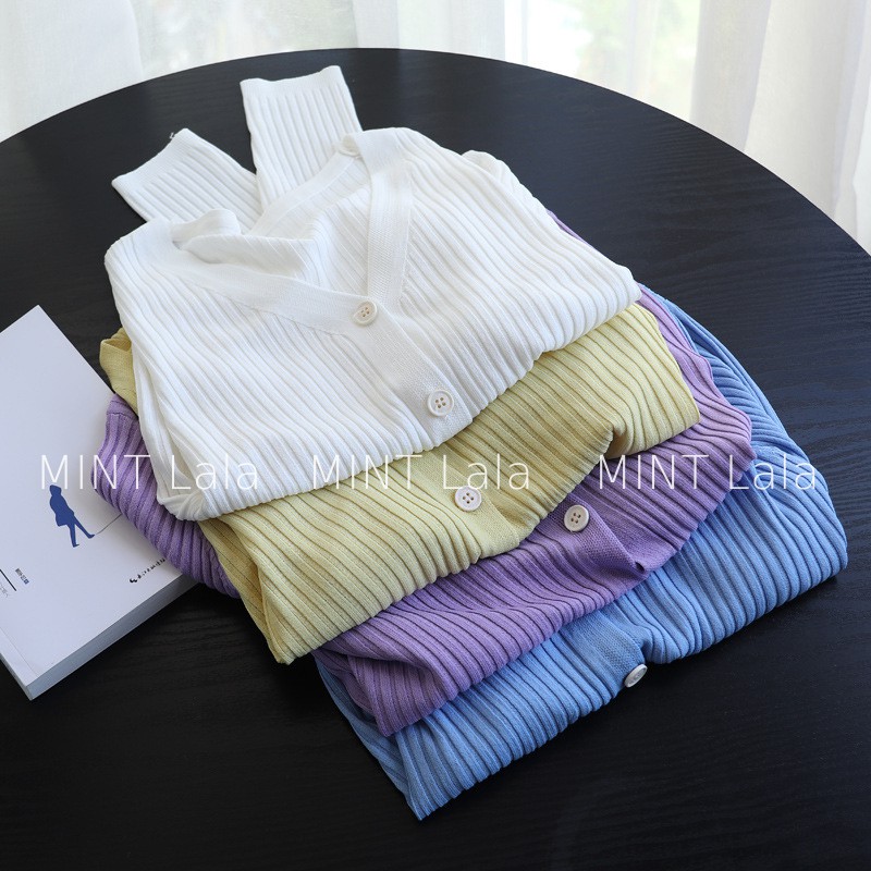 Áo Khoác Len Mỏng 4 Cúc Cổ V Hàng Quảng Châu Giá Rẻ