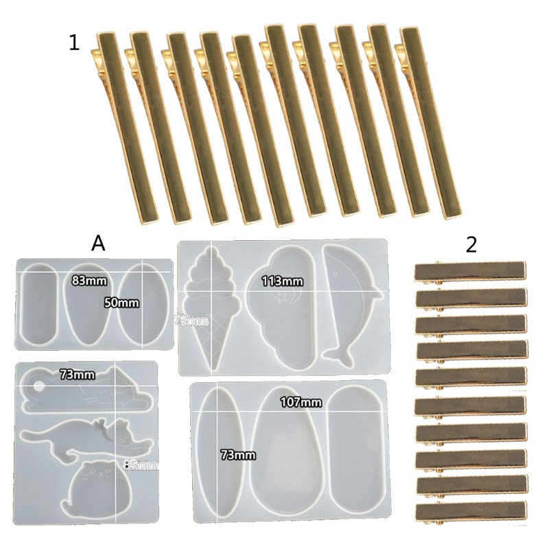 Set 4 Khuôn Silicon Làm Kẹp Tóc Tạo Hình Dễ Thương