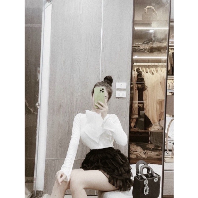 Áo len tăm cổ nơ