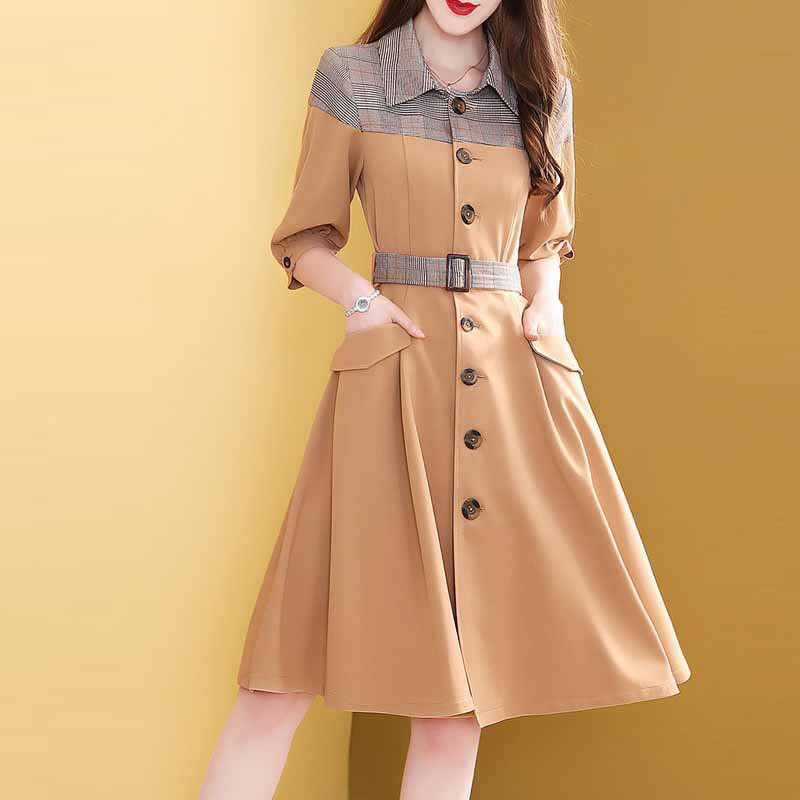 Đầm phong cách vinatge cổ sơ mi đính nút - lịch thiệp - quý phái HOT FASHION SG