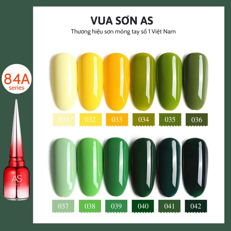 Sơn móng tay gel AS cao cấp tone vàng và xanh cá tính chai đỏ 15ml (84A)