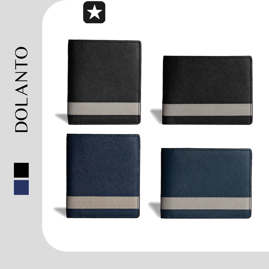 VÍ DA COSMOS Ngắn Gập Saffiano Nhập Khẩu Cao Cấp Chống Thấm Nước Unisex Nam Nữ DOLANTO