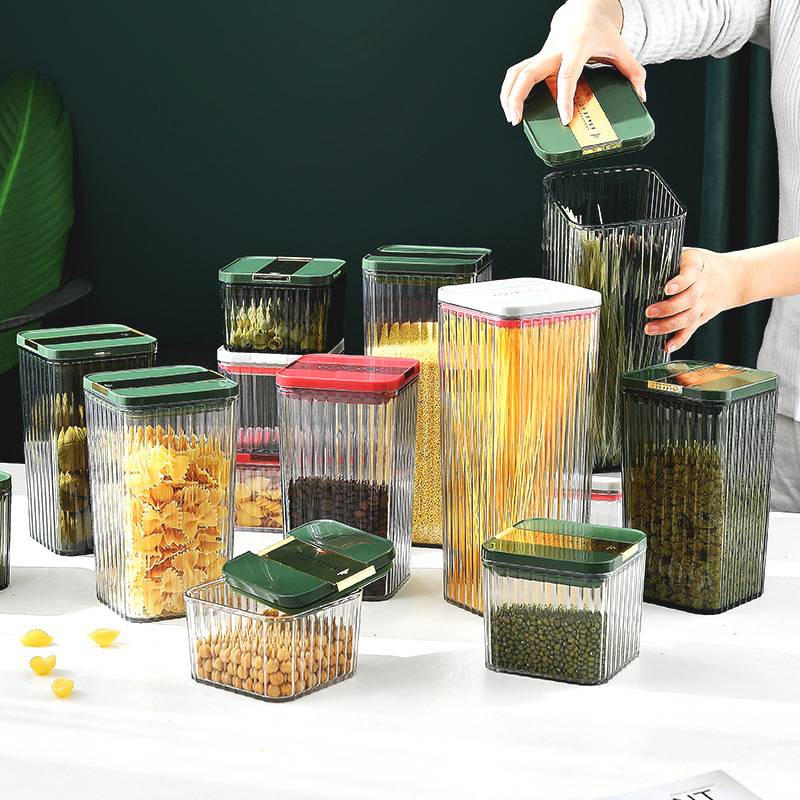 Hộp đựng niêm phong bảo quản thực phẩm hạt/trà/đồ ăn nhẹ chống ẩm bằng nhựa trong suốt dùng trong nhà bếp trong nhà