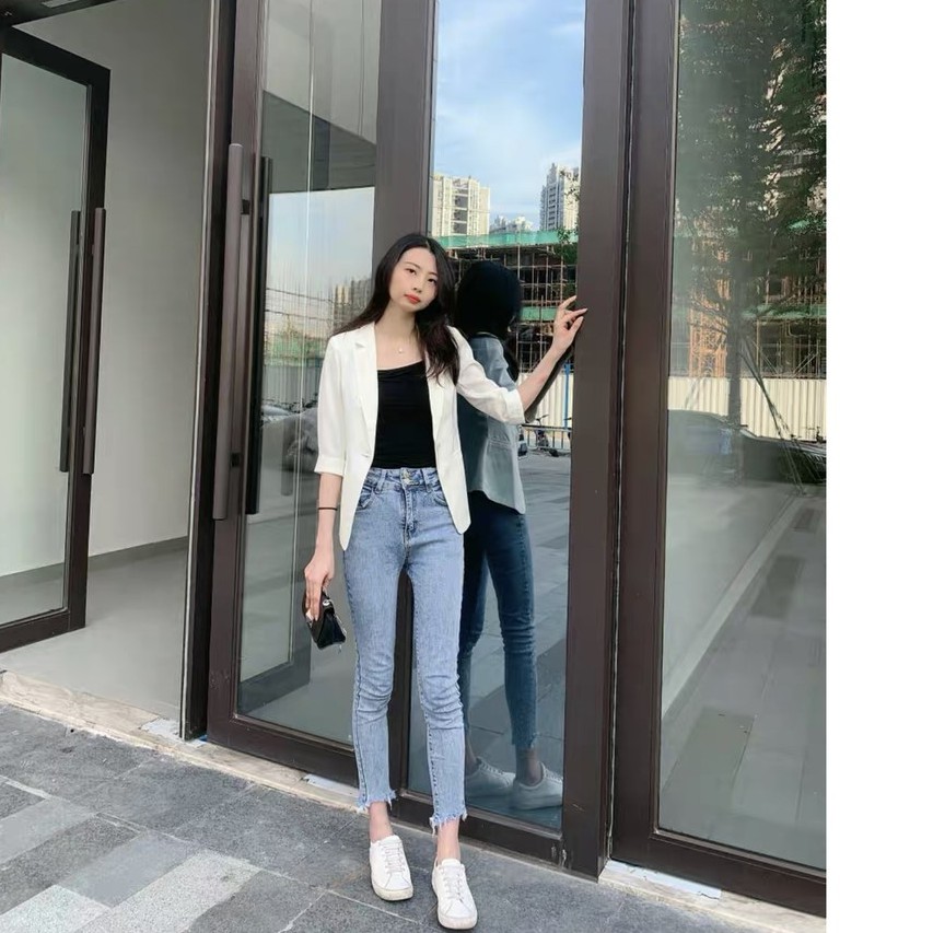 Áo vest nữ tay lỡ. Áo vest công sở dáng ngắn 1 lớp có túi thật 2 bên đựng vừa điện thoại | BigBuy360 - bigbuy360.vn