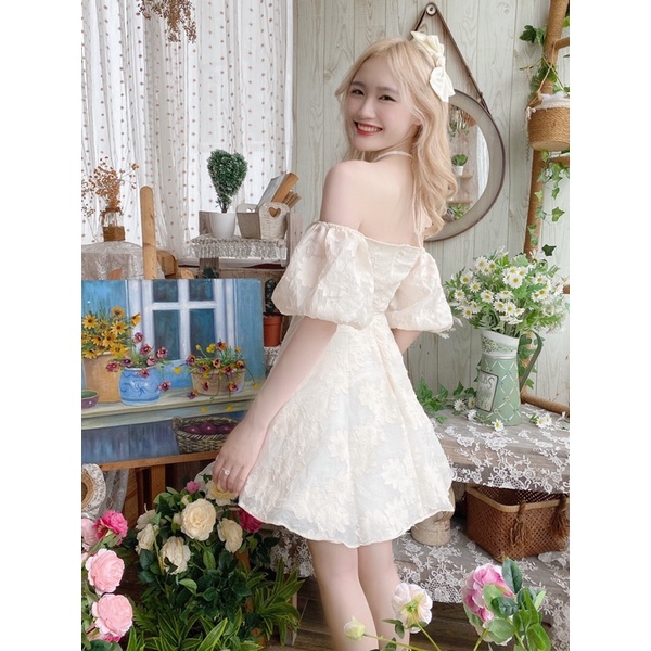 Đầm yếm tay phồng Kate