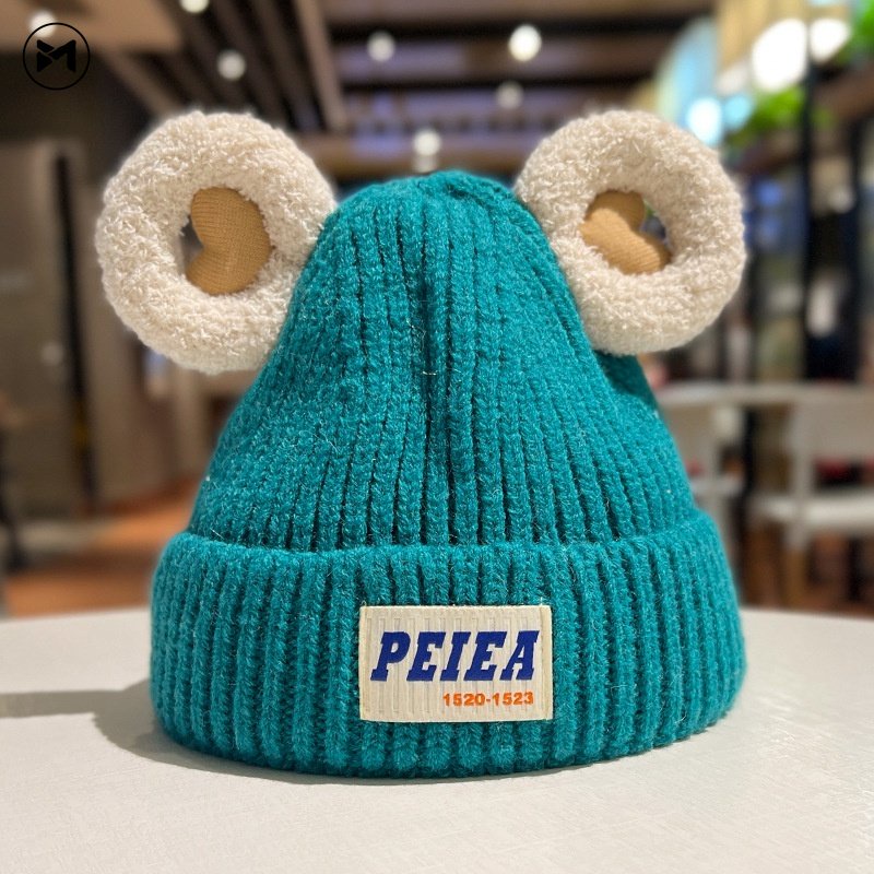 Mũ Len Dệt Kim Đính Tai Trái Tim Thời Trang Hàn Quốc Mới 2022