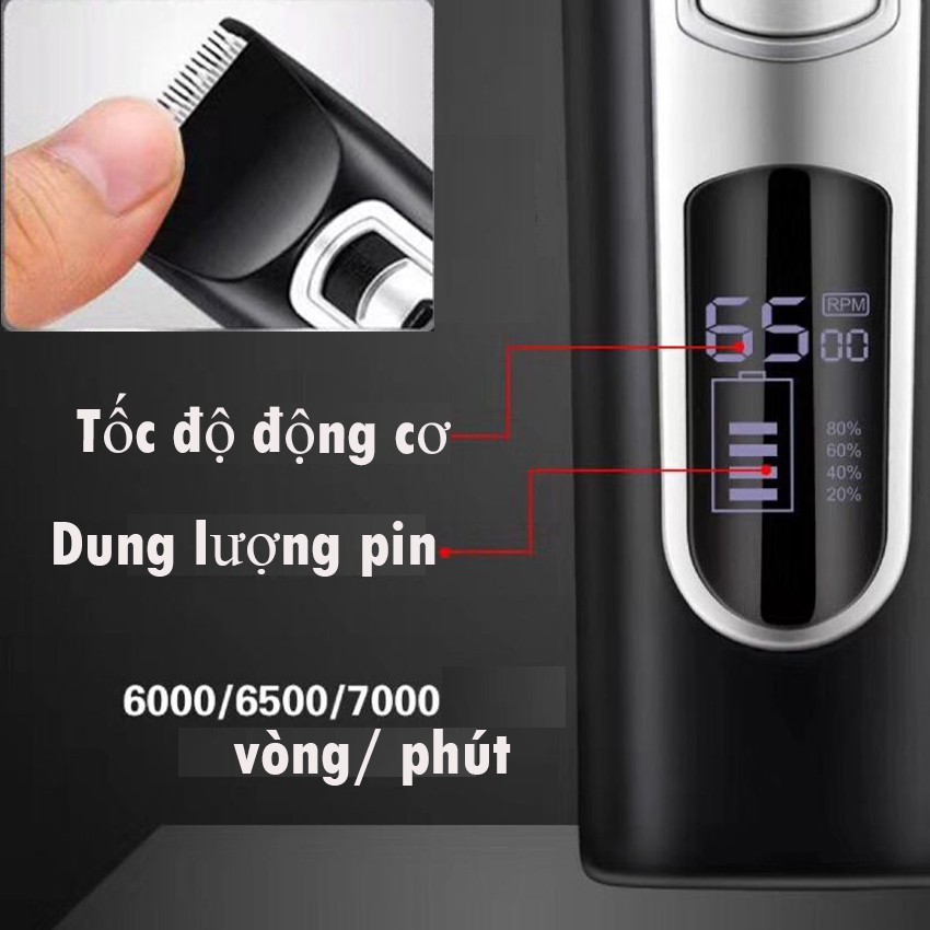 Tông đơ cắt tóc cao cấp Pop1985 dễ sử dụng lưỡi sứ cắt êm tặng lược Tony