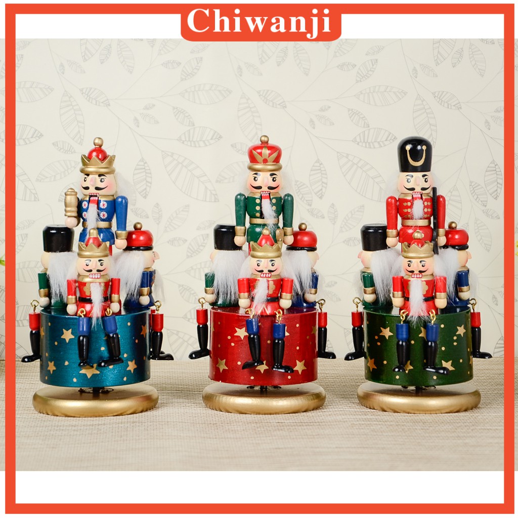 [CHIWANJI] Exquisite Painted Handcraft Wooden Nutcracker Music Box Gift Home Decor Display
