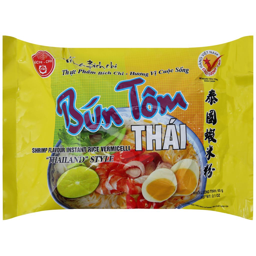 Thùng 30 gói bún tôm Thái Bích Chi 60g