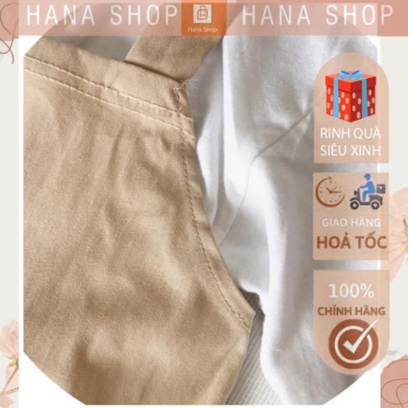 Bộ Yếm Kaki Màu Be Dài Kèm Áo Thun Cotton , Sét Yếm Nữ Áo Thun Dáng Rộng X003