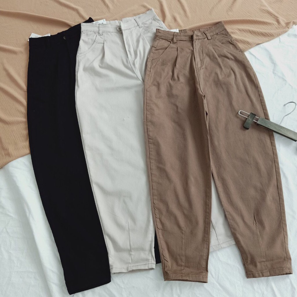 Quần Baggy Kaki Lưng Cao 3 Màu Thời Trang Ms: 113