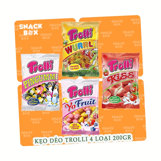 Kẹo Dẻo Trolli Kiss Wurrli YoFruit Pingummi 4 Loại - Đức