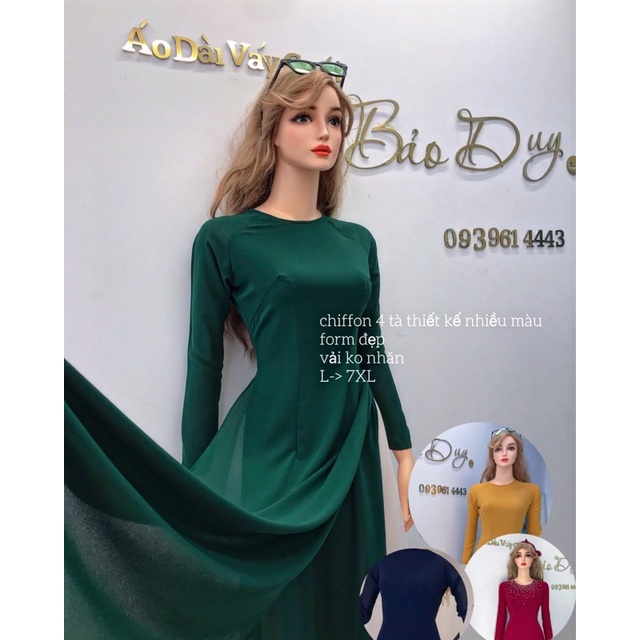 ÁO DÀI CỔ TRÒN 4 tà thiết kế bigsize cao cấp