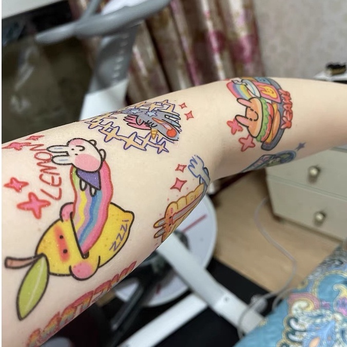 Hình Xăm Dán Giả Nước Tattoo Nhân Vật Hoạt Hình Màu Sắc Size Lớn