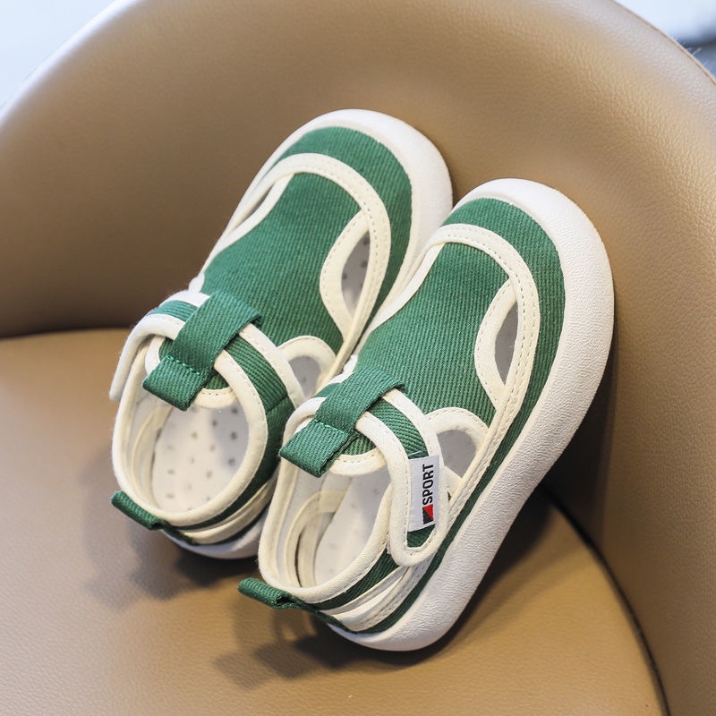 Giày Sandal Vải Canvas Đế Mềm Chống Trượt Thoáng Khí Thời Trang Cho Bé Trai Và Gái