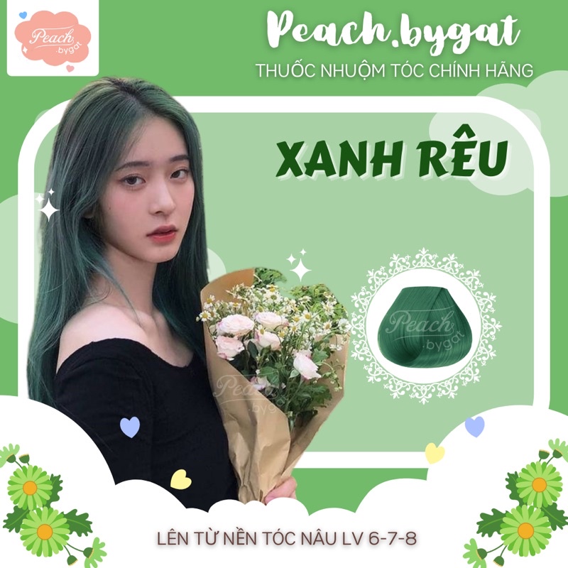 Thuốc nhuộm tóc XANH RÊU không cần dùng thuốc tẩy tóc của Peach.bygat