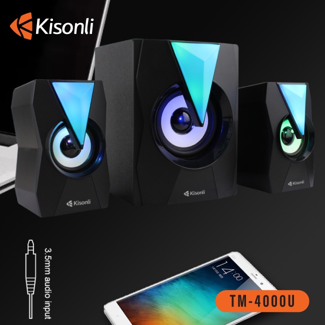 Loa Máy Vi Tính Laptop Bluetooth Để Bàn Có Dây Chính Hãng 2.1, LOA KISONLI TM 4000U, BẢO HÀNH 12 THÁNG