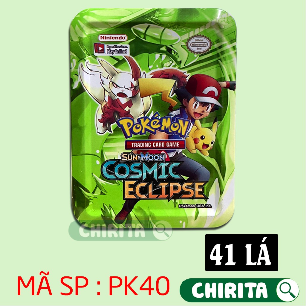 Bài Pokemon HỘP SẮT TGC Trading Card Game - Thẻ Bài Bằng Giấy Cao Cấp Đồ Chơi Cho Bé CHIRITA